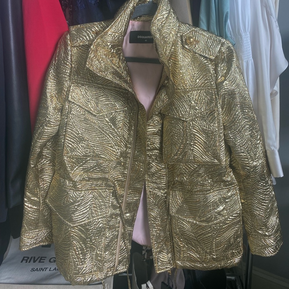 Show stopping D SQUARED gold jacket.
